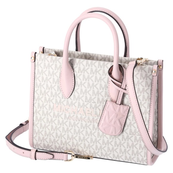 Michael Kors Handbags - Michael Kors Mirella Small Shopper Top Zip Tote Crossbody MK Powder Blush Multi